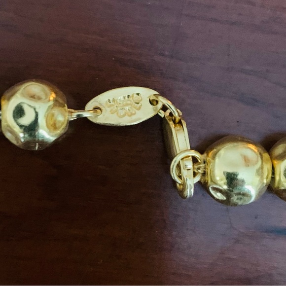 Shiny gold plated real silver necklace large size hand hammered silver balls - Picture 4 of 6